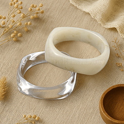 女性用イミテーションマーブルアクリルバングル 2個 2色  ミックスカラー  内径：2-5/8インチ（6.8cm）  1pc /カラー&nbsp;BJEW-HY0002-04B