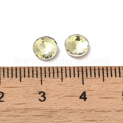 ガラスラインストーンカボション  ポイントバック＆バックメッキ  多面カット  フラットラウンド  黄水仙  6x2.7mm&nbsp;RGLA-P037-10A-D337