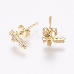 Pendientes de tuerca de circonio cúbico con micro pave de latón&nbsp;X-EJEW-F125-05G