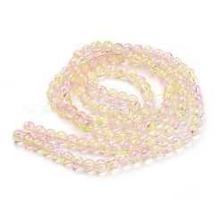 スプレープリントクラックガラスビーズ連売り  ラウンド  パールピンク  6mm  穴：1.3~1.6mm  31.4インチ&nbsp;X-CCG-Q002-6mm-03