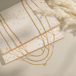 Европейская 304 нержавеющая сталь прозрачный кубический цирконий плоский круглый кулон 3 слой ожерелья для женщин OW9189