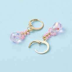 Серьги с заклепками из стеклянных бусин EJEW-MZ00398-02