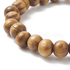 Braccialetto elasticizzato da donna con tartaruga sintetica tinta turchese (tinta) e perline di legno naturale&nbsp;BJEW-JB09147