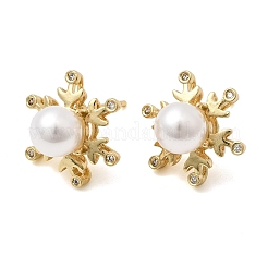 Серьга-гвоздик из латуни с кубическим цирконием&nbsp;EJEW-H180-08G