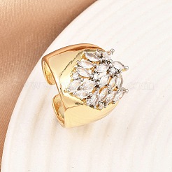 Латунные микро проложить манжеты кольца кубического циркония RJEW-D333-04A-G