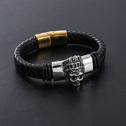 Braccialetti in cordino di pelle PU intrecciata punk&nbsp;KB8575-2