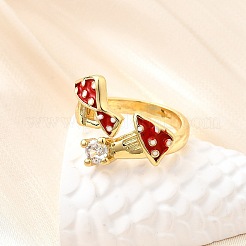 Манжеты из латуни с микро паве кубический цирконий для женщин RJEW-F184-13B-G