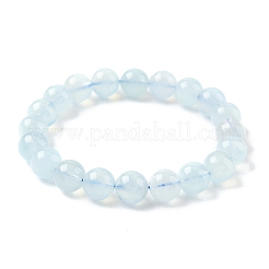 Bracelets extensibles en perles rondes d'aigue-marine naturelle pour hommes et femmes&nbsp;BJEW-U034-01A-01