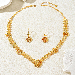 Elegante Halskette und Ohrringe mit Messingblumenanhänger für Damen&nbsp;EH6760