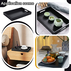 木製サービングトレイ  長方形  ブラック  360x238x40.5mm  内径：340x224mm&nbsp;AJEW-WH0609-355