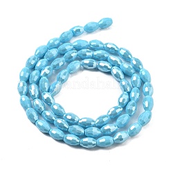 Стеклянные бусины с гальваническим покрытием  EGLA-A037-P6x8mm-B06