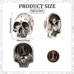 6 шт. булавка в виде черепа из сплава для задней части рюкзака JEWB-PH0001-37