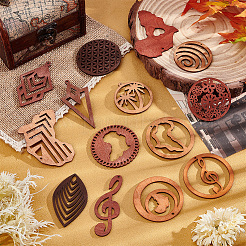 36pcs 18 styles de grands pendentifs en bois&nbsp;WOOD-PH0002-29