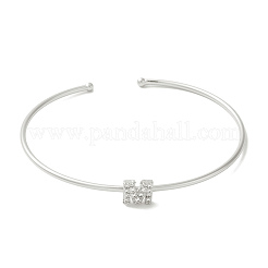 Браслеты на открытой манжете с прозрачным покрытием из латуни с микропаве и кубическим цирконием BJEW-A018-01P-M