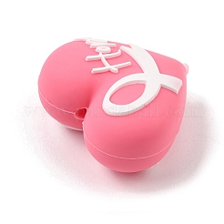 Silikonperlen mit rosa Schleifenmotiv zur Sensibilisierung für Brustkrebs&nbsp;SL-CBA6E7F-01C