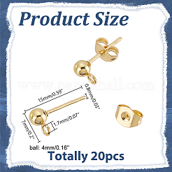 20 шт. фурнитура для сережек-гвоздиков из нержавеющей стали 304 STAS-LP0001-11