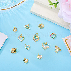 12 шт. 12 стиля латунные подвески с микропаве и кубическим цирконием&nbsp;KK-TA0002-31