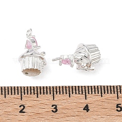 Латунный кекс с инкрустацией кубическим цирконием и подвесками в виде сердечек.&nbsp;KK-C155-16S-05