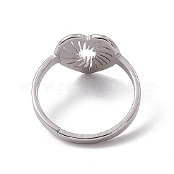 Не тускнеющее 201 нержавеющая сталь полое сердце регулируемое кольцо для женщин RJEW-C045-02P