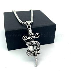 Винтажный кулон в форме змеи и меча из нержавеющей стали 304 в стиле панк для мужчин.&nbsp;WD3410