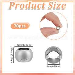 70 шт. европейские бусины из нержавеющей стали STAS-NB0001-96A