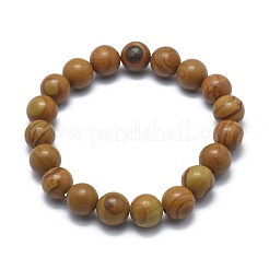 Natürliche Holzspitze Steinperlen Stretch Armbänder&nbsp;BJEW-K212-B-041