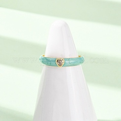 Открытые кольца манжеты из латуни с микропаве и кубическим цирконием&nbsp;RJEW-P183-09G-M