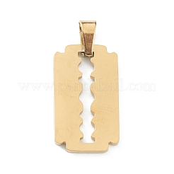 イオンプレーティング（IP）304ステンレスペンダント  長方形  ゴールドカラー  20x12x1.5mm  穴：4.5x3mm&nbsp;STAS-Z035-09G
