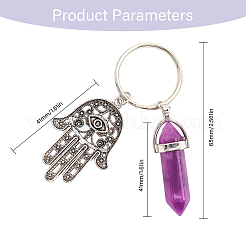 12 шт. 12 стиля пуля драгоценный камень и стеклянный кулон брелок с хамсой рука/рука Мириам с глазом шарм&nbsp;KEYC-GL0001-05