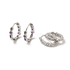 Латунные микро проложить серьги обруча кубического циркония EJEW-P322-02P