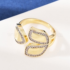 Латунные микро проложить манжеты кольца кубического циркония RJEW-C140-10G