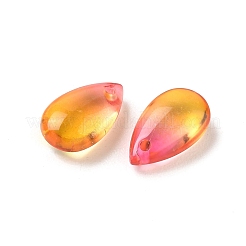 クリアガラスチャーム  染め＆加熱  ティアドロップ  パールピンク  13.5x8x5.5mm  穴：1mm&nbsp;GLAA-O017-01F-1