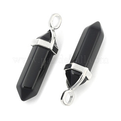 Кулоны из натурального черного обсидиана с двойным окончанием на конце G-F295-04K