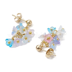 5 пара серег-гвоздиков из акрила с цветами из нержавеющей стали 304 для женщин EJEW-JE06373