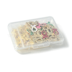 60個2スタイルアロイペンダント  エナメル  ゴールドカラー  アウェアネス リボン チャーム  ゴールドカラー  17x8~10x2~3mm  穴：1.6~2mm  30個/スタイル&nbsp;FIND-FS0001-93