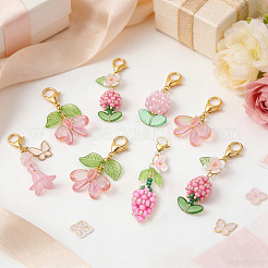 15 pz 6 stili di decorazioni pendenti in vetro e perline di semi&nbsp;HJEW-SZ00135