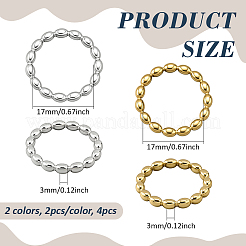 4 шт. 2 цвета 304 нержавеющая сталь кольца для женщин RJEW-HY0001-29