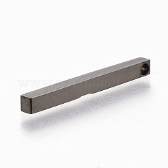 304ステンレススチールキュービックジルコニアペンダント  バー  ガンメタ色  29x3x3mm  穴：2mm&nbsp;STAS-F168-50B