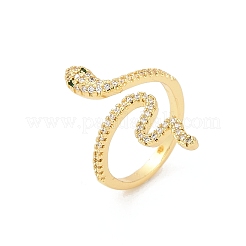 Кольца-манжеты из змеиной латуни с микропаве из прозрачных кубических цирконий для женщин&nbsp;RJEW-G343-28G