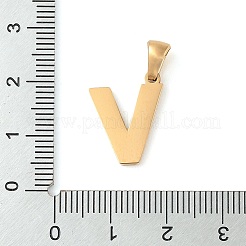 PVD真空メッキ304ステンレスペンダント  ゴールドカラー  レターチャーム  V字  17x13x1.5mm  穴：5x3mm&nbsp;STAS-Z072-01G-V