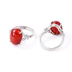 Регулируемые латунные кольца с платиновым покрытием RJEW-L096-09A