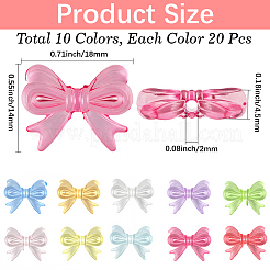 200шт 10 цвета прозрачные акриловые бусины TACR-PA0001-11