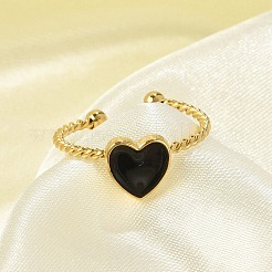 Anelli con polsino in acciaio inossidabile smaltato 304 per donna&nbsp;RJEW-G338-04G-02