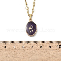 Ovaler Anhänger aus Messing mit natürlichem Amethyst&nbsp;NJEW-JN06046