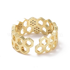 Открытое кольцо с сотовым заполнителем из прозрачного циркония&nbsp;RJEW-P032-25G