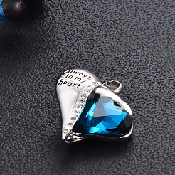 ステンレススチールラインストーン香水ペンダント  ハート  ステンレス鋼色  30x30mm&nbsp;PW-WG2A371-01