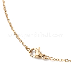 Ожерелья с цепочкой из натурального сердолика (окрашенного и нагретого) и стеклянных бусин с плоским круглым кулоном из нержавеющей стали 304&nbsp;NJEW-MZ00129-07