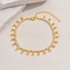 Изысканные браслеты на ногу из латуни и белого пластика с каплевидными кисточками для ежедневного женского праздника&nbsp;XN1022