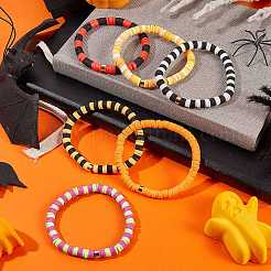 Handgemachte Heishi-Perlen-Stretch-Armbänder aus Fimo&nbsp;BJEW-JB05902-10