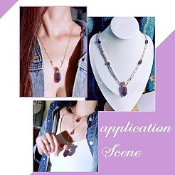 Ожерелье с подвеской в виде флакона духов с заостренным шестигранником из натурального аметиста NJEW-CA0001-07A